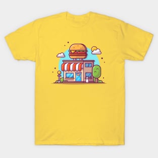 Burger Shop Cartoon T-Shirt